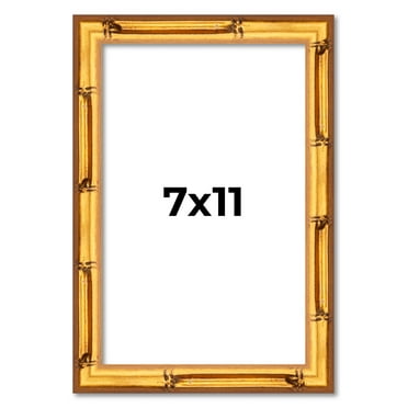 7x11 Frame Gold Bamboo Solid Wood Picture Frame | 1 Inch Moulding Width | Interior Frame Depth 0.75
