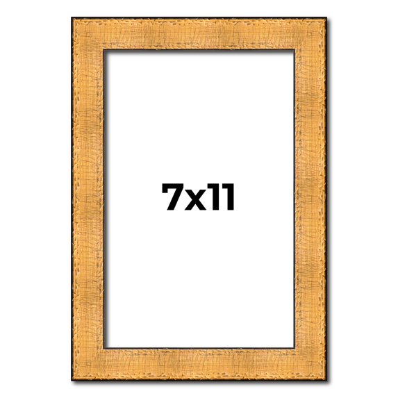 7x11 Frame Gold Rustic Solid Wood Picture Frame | 1.25 Inch Wide Moulding | Rustique Gold