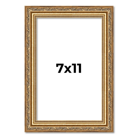 7x11 Frame Gold Solid Wood Picture Frame Width 1.25 Inches | Interior Frame Depth 0.375 Inches |