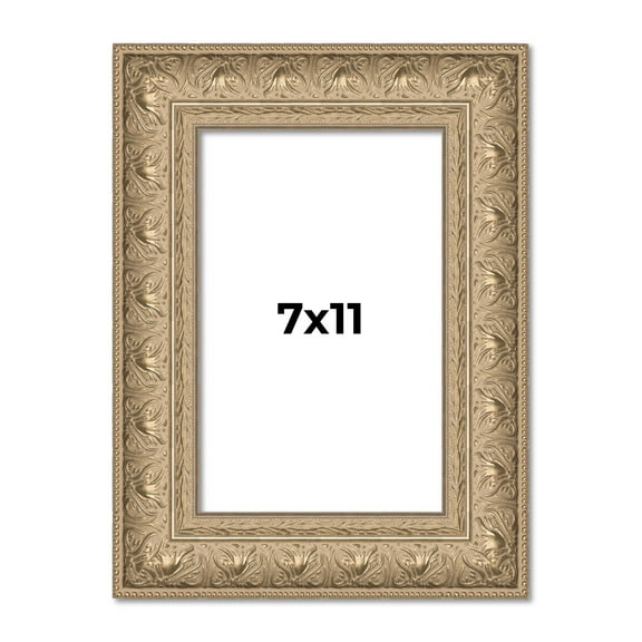 7x11 Frame Ornate Silver Beaded Solid Wood Picture Frame Width 2.5 Inches | Interior Depth 1 Inches