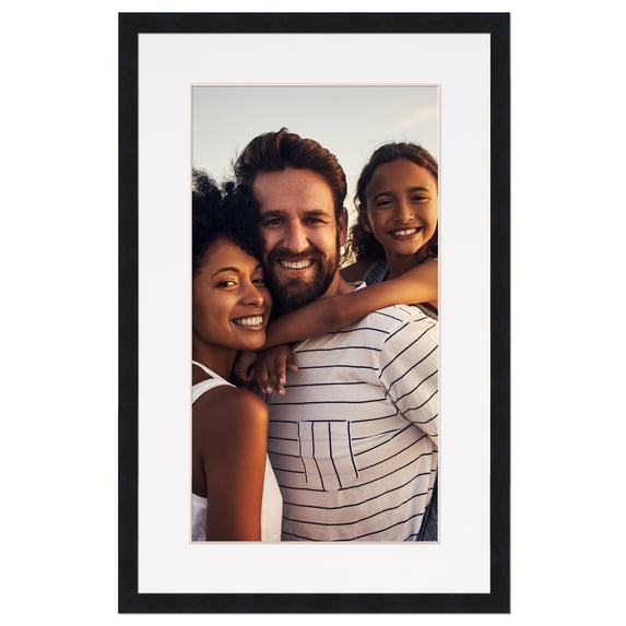 7x11 Frame with Mat - Black 9x13 Frame Wood Made to Display Print or Poster Measuring 7 x 11 Inches