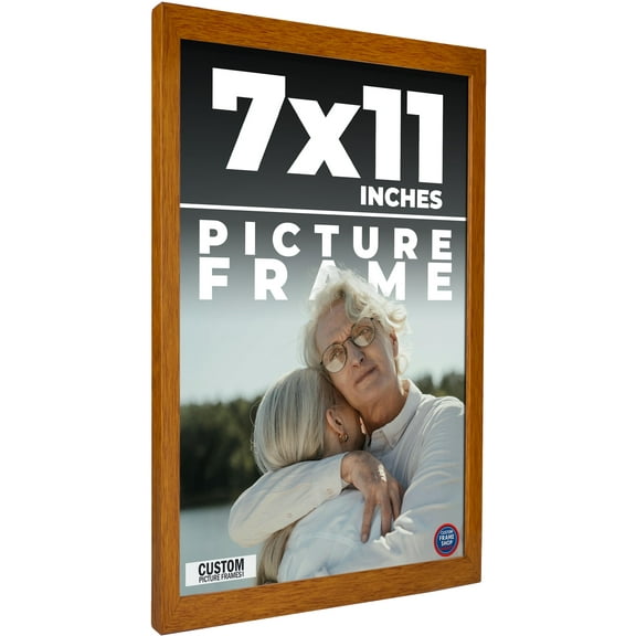 7x11 Honey Brown Real Wood Picture Frame Width 0.75 inches | Interior Frame Depth 0.5 inches | Warm