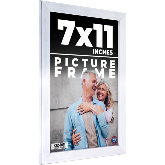 7x11 Silver Wood Picture Frame - UV Acrylic, Foam Board Backing, Hanging Hardware