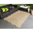thumbnail image 1 of 7x11Ft White Border Premium Scalloped Jute Rug – Handcrafted Natural Braided Carpet for Living Room, Bedroom, Entryway – Boho Home Decor, 1 of 5