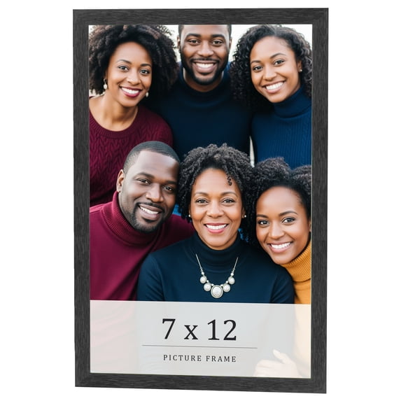 7x12 Frame Black Charcoal Grey Wood Textured Picture Frame | 0.75 Inch Moulding Width | Gunmetal
