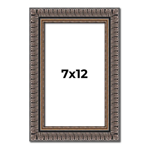 7x12 Frame Black Feather Payton Ornate Solid Wood Picture Frame Width 1.75 Inches | Interior Depth