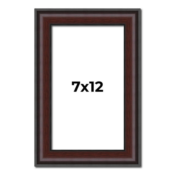 7x12 Frame Brown Round Mahogany Solid Wood Picture Frame | 1.625 Inch Moulding Width | with UV