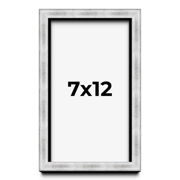 7x12 Frame Brushed Silver Solid Wood Picture Frame | 0.75 Inch Moulding Width | Rabbet Depth 0.75