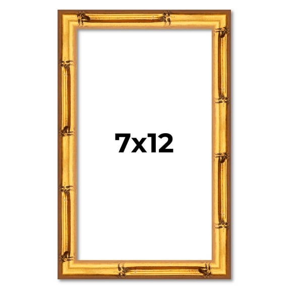 7x12 Frame Gold Bamboo Solid Wood Picture Frame | 1 Inch Moulding Width | Interior Frame Depth 0.75