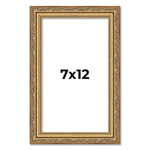 7x12 Frame Gold Solid Wood Picture Frame Width 1.25 Inches | Interior Frame Depth 0.375 Inches |