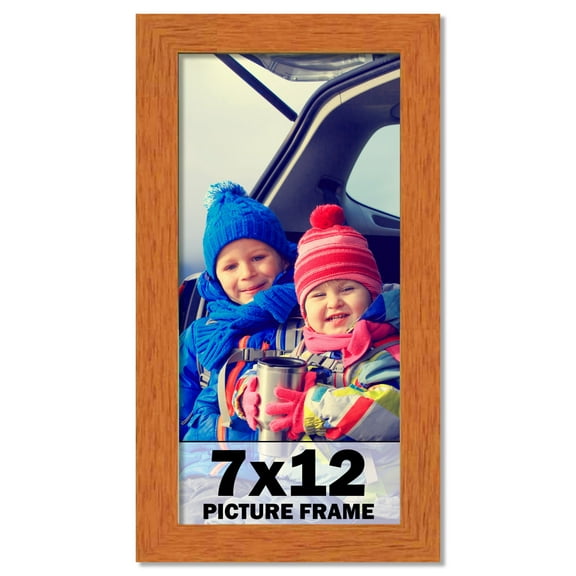 7x12 Frame Honey Pecan Brown Picture Frame - Modern Photo Frame Includes UV Acrylic Shatter Guard