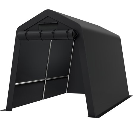 7x12ft Portable Shed Outdoor Storage Shelter,10 Year UV Resistant Carport,Heavy Duty Outdoor Storage Shed with Roll-up Zipper Door and Ventilated Windows for Motorcycles,Bikes, and Garden Tools