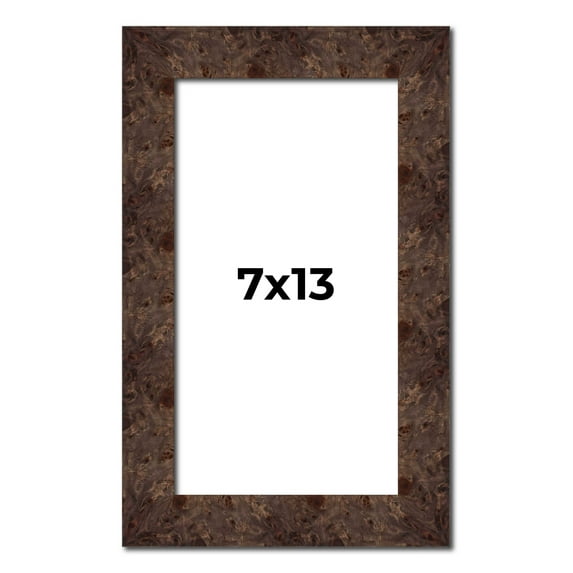 7x13 Frame Brown Burl Real Wood Picture Frame Width 1.625 Inches | Interior Frame Depth 0.5 Inches