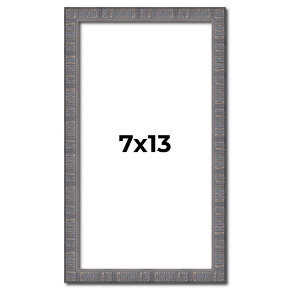 7x13 Frame Slate Blue Distressed Rustic Solid Wood Picture Frame | 0.75 Inch Moulding Width |