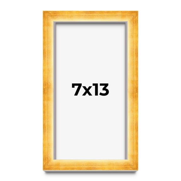 7x13 Shadow Box Frame Gold | 1.625 Inches Deep Real Wood Traditional Shadowbox Display Frame | UV