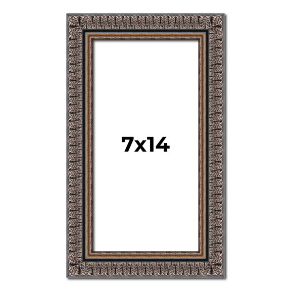 7x14 Frame Black Feather Payton Ornate Solid Wood Picture Frame Width 1.75 Inches | Interior Depth