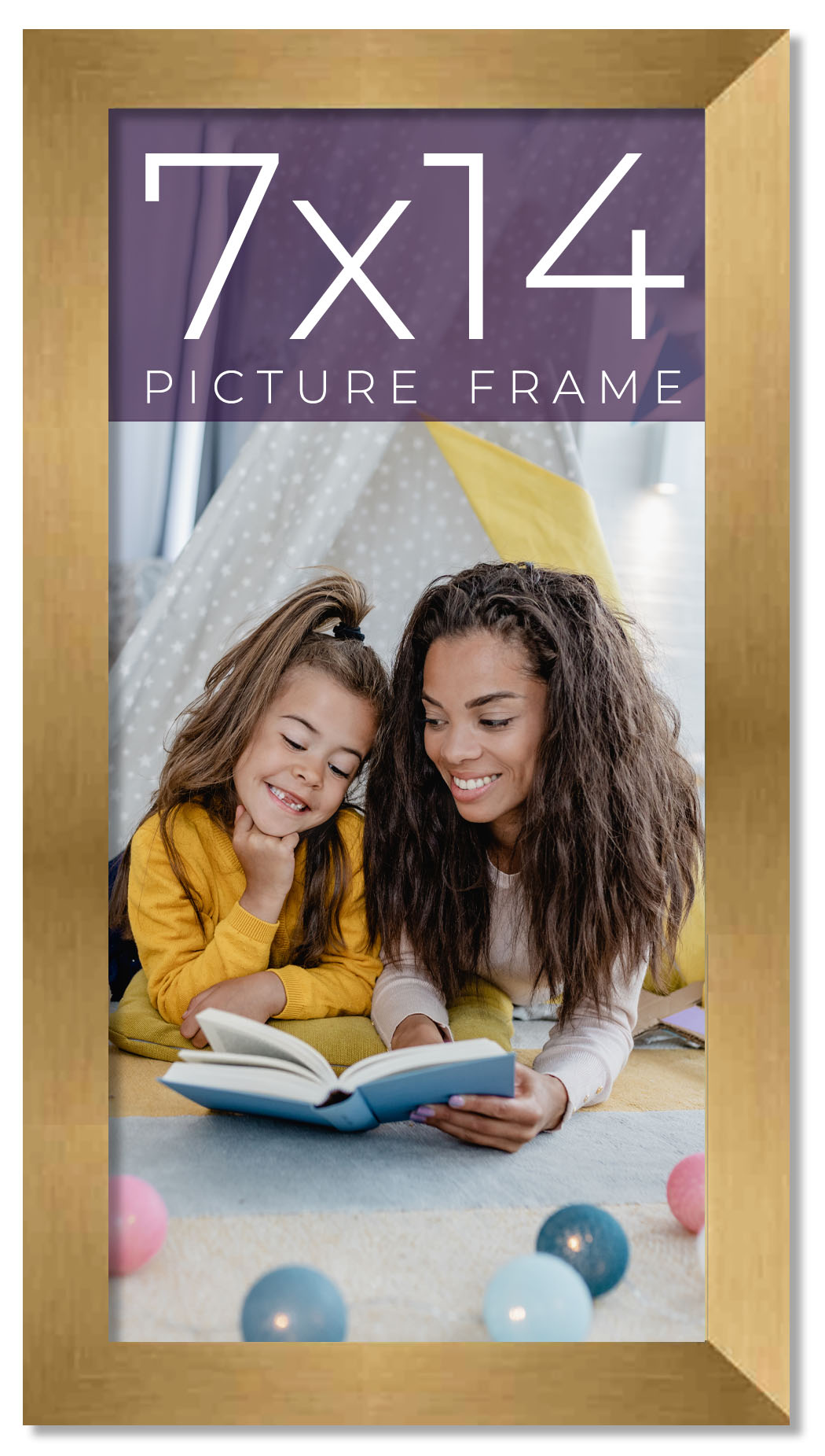 7x14 Frame Gold Bronze Solid Wood Picture Frame Width 0.75 Inches ...