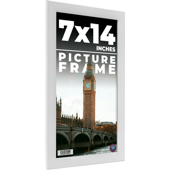 7x14 Frame White Solid Wood Picture Frame Includes UV Acrylic Shatter Guard Front, Acid Free Foam