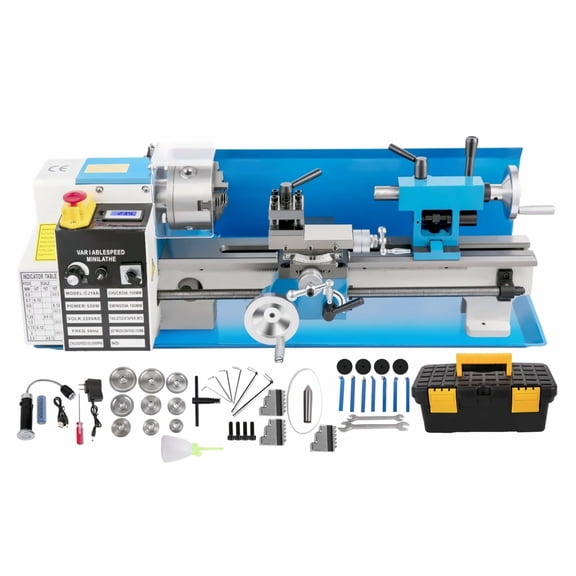 7x14 Mini Metal Lathe 550W Benchtop Wood Lathe Machine, Precision Metal Turning Lathe with Digital Display, Adjustable Speed, LED Light for DIY Hobby & Metalworking