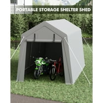 7x15 FT Heavy-Duty Storage Shed Tent,Waterproof Tarp with 2 Zipper Doors, Outdoor Shelter for Garden Tools, Bikes