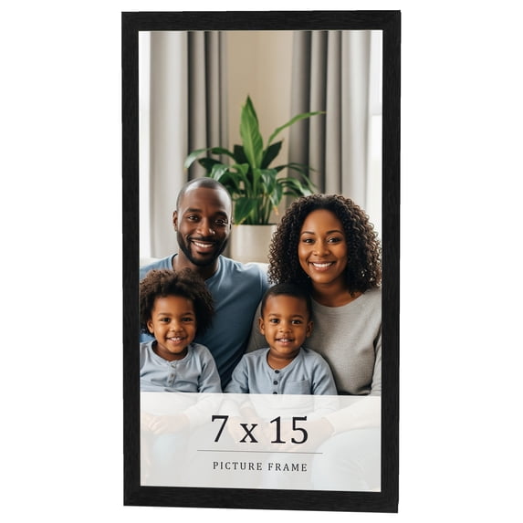7x15 Frame Black Charcoal Grey Wood Textured Picture Frame | 0.75 Inch Moulding Width | Gunmetal