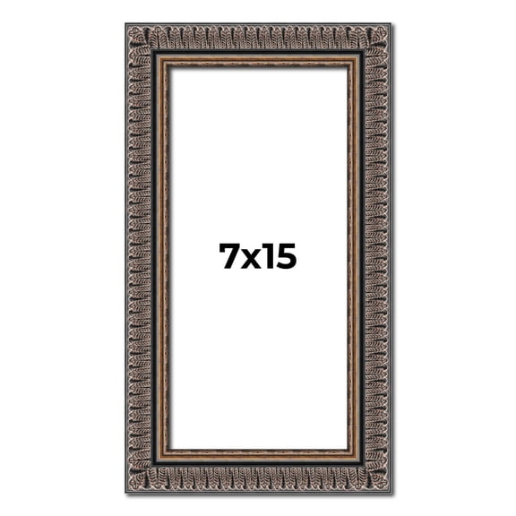 7x15 Frame Black Feather Payton Ornate Solid Wood Picture Frame Width 1.75 Inches | Interior Depth