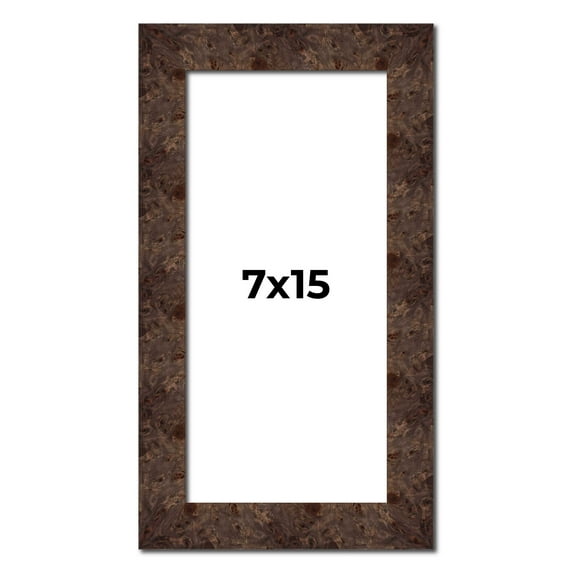 7x15 Frame Brown Burl Real Wood Picture Frame Width 1.625 Inches | Interior Frame Depth 0.5 Inches