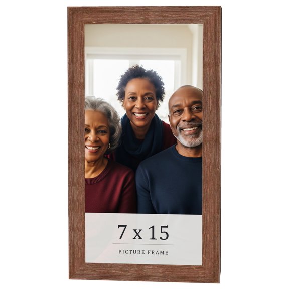 7x15 Frame Brown Farmhouse Solid Wood Picture Frame Width 1.5 Inches | Interior Frame Depth 0.5