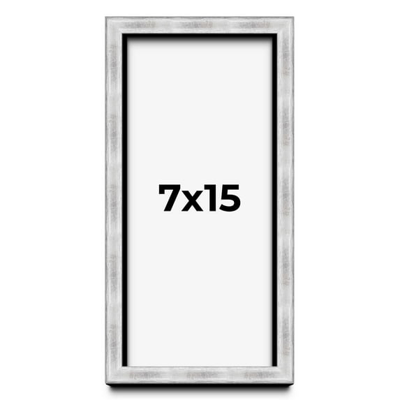 7x15 Frame Brushed Silver Solid Wood Picture Frame | 0.75 Inch Moulding Width | Rabbet Depth 0.75