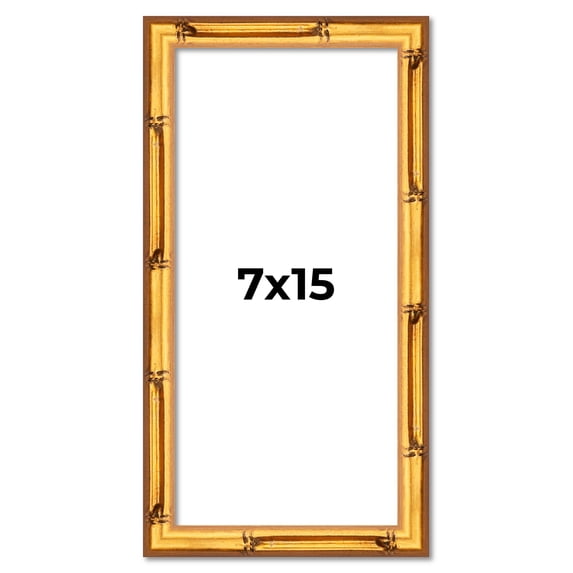 7x15 Frame Gold Bamboo Solid Wood Picture Frame | 1 Inch Moulding Width | Interior Frame Depth 0.75
