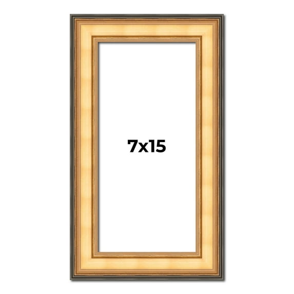 7x15 Frame Gold Plein Aire Solid Wood Picture Frame Width 2 Inches | Interior Frame Depth 0.5