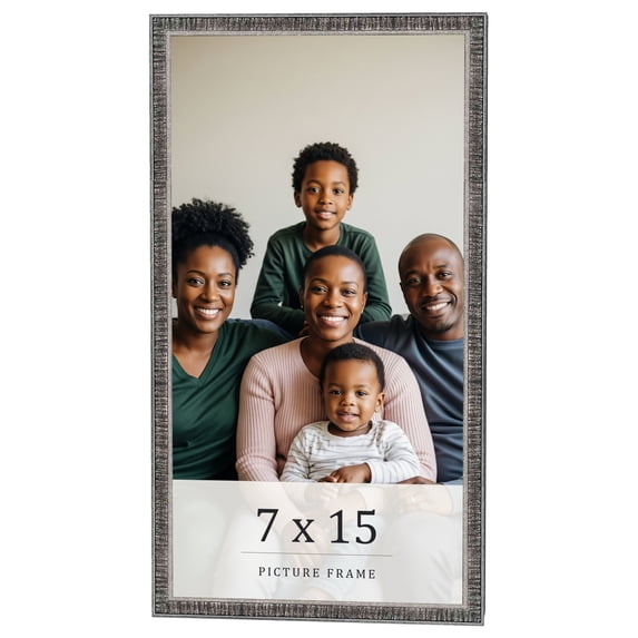 7x15 Frame Silver Grey Distressed Solid Wood Picture Frame | 0.75 Inch Moulding Width | Interior