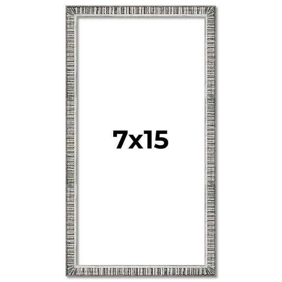 7x15 Frame Silver Grey Distressed Solid Wood Picture Frame | 0.75 Inch Moulding Width | Interior