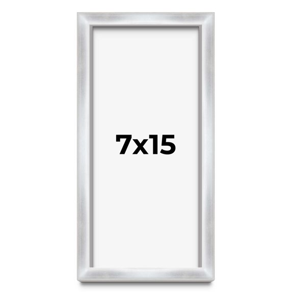 7x15 Frame Silver Whitewashed Wood Grain Solid Wood Shadow Box | 0.75 Inch Moulding Width | 0.75