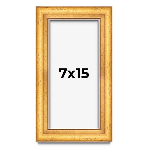 7x15 Shadow Box Frame Gold | 1.75 Inches Deep Real Wood Traditional Shadowbox Display Frame | UV