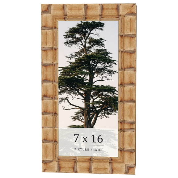7x16 Frame Beige Real Wood Picture Frame Width 3 inches | Interior Frame Depth 0.5 inches | Natural