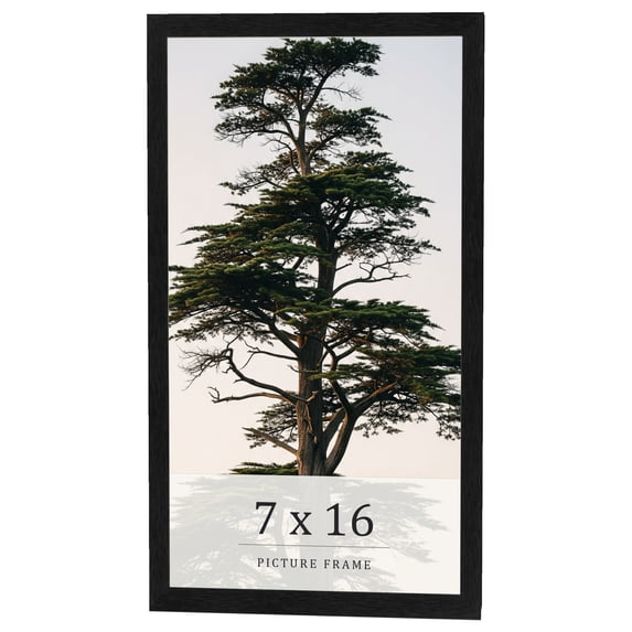 7x16 Frame Black Charcoal Grey Wood Textured Picture Frame | 0.75 Inch Moulding Width | Gunmetal