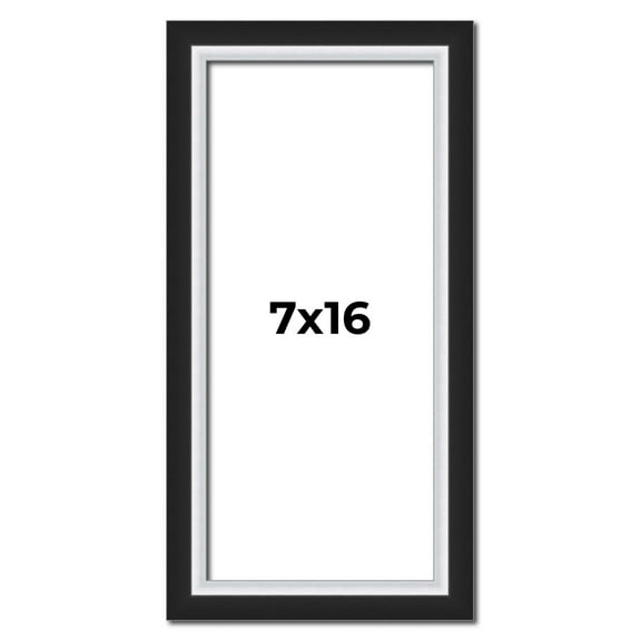 7x16 Frame Black & Silver Solid Wood Picture Frame Width 1.25 Inches | Interior Depth 0.75 Inches |