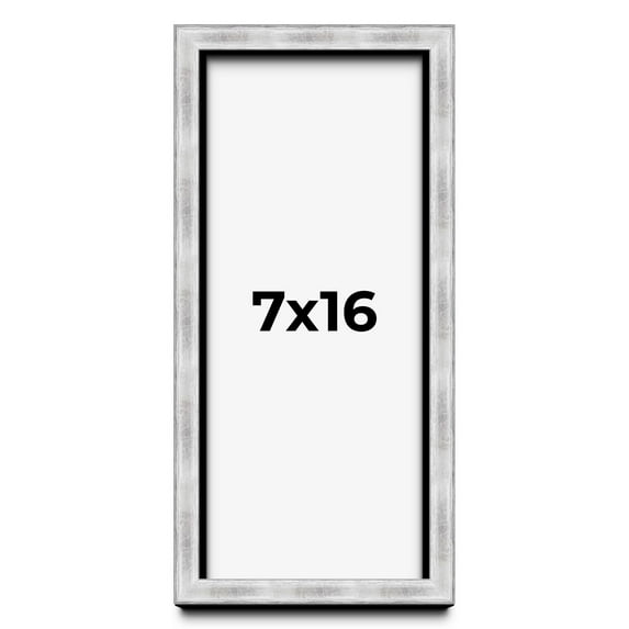 7x16 Frame Brushed Silver Solid Wood Picture Frame | 0.75 Inch Moulding Width | Rabbet Depth 0.75