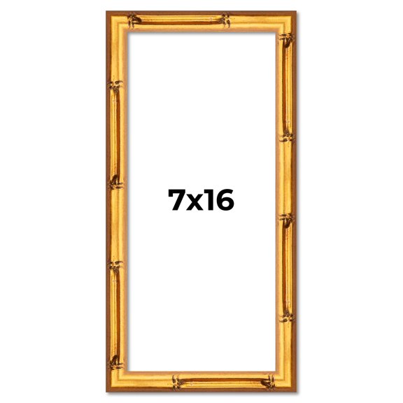 7x16 Frame Gold Bamboo Solid Wood Picture Frame | 0.75 Inch Moulding Width | Interior Frame Depth