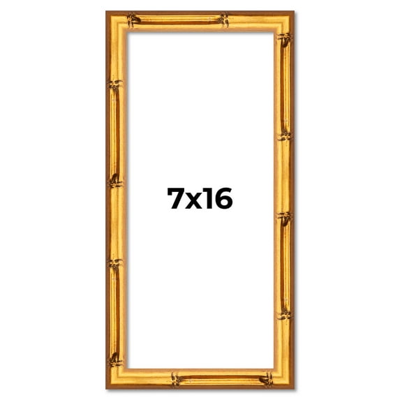 7x16 Frame Gold Bamboo Solid Wood Picture Frame | 1 Inch Moulding Width | Interior Frame Depth 0.75