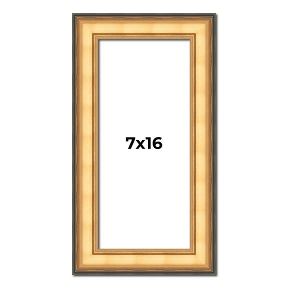 7x16 Frame Gold Plein Aire Solid Wood Picture Frame Width 2 Inches | Interior Frame Depth 0.5
