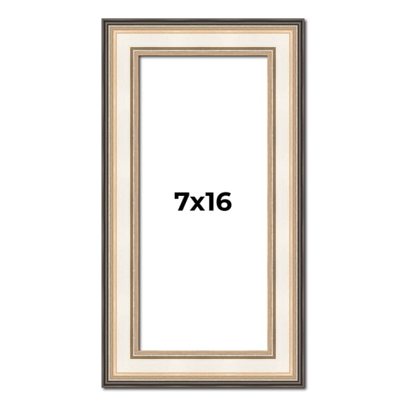 7x16 Frame Gold Silver Plein Aire 2" Inch Wide Moulding Solid Wood Picture Frame | Modena