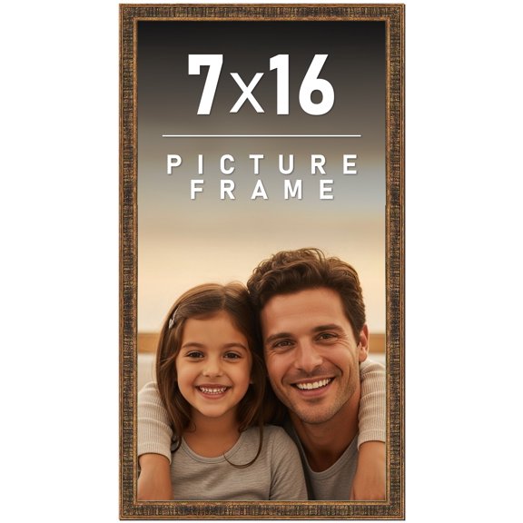 7x16 Frame Gold Solid Wood Picture Frame - Complete Modern Photo Frame Includes UV Acrylic