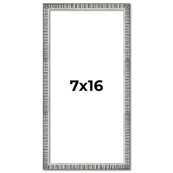 7x16 Frame Silver Grey Distressed Solid Wood Picture Frame | 0.75 Inch Moulding Width | Interior