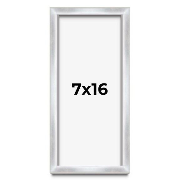 7x16 Frame Silver Whitewashed Wood Grain Solid Wood Shadow Box | 0.75 Inch Moulding Width | 0.75