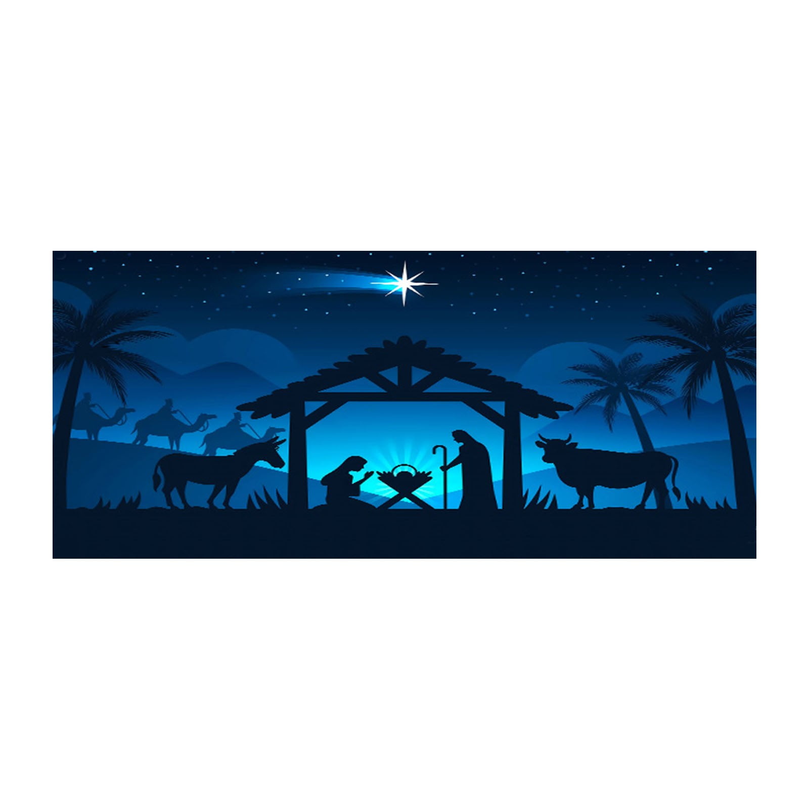 7x16 Ft Holy Night Christmas Outdoor Garage Door Banner Red Blue Night