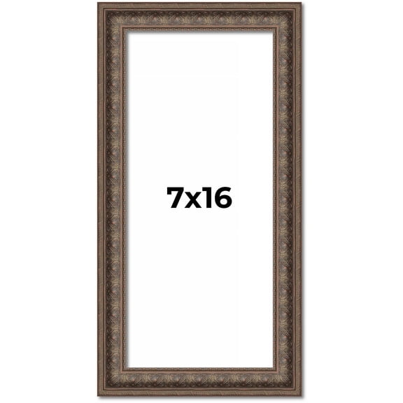 7x16 Ornate Brown Real Wood Picture Frame Width 1.5 Inches | Interior Frame Depth 0.5 Inches | Zisa