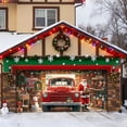 thumbnail image 1 of 7x16 ft Christmas Banner Cover, Garage Door Christmas Cover Winter Snow Scene Outdoor Large Garage Door Decors Xmas Candyland Village Backdrop for Wall House Holiday Party Decor, 1 of 5