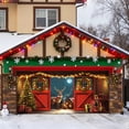 thumbnail image 1 of 7x16 ft Christmas Banner Cover, Garage Door Christmas Cover Winter Snow Scene Outdoor Large Garage Door Decors Xmas Candyland Village Backdrop for Wall House Holiday Party Decor, 1 of 5